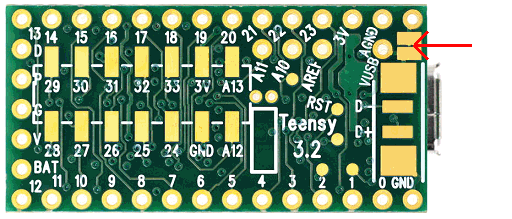 Teensy cut jumper 5V