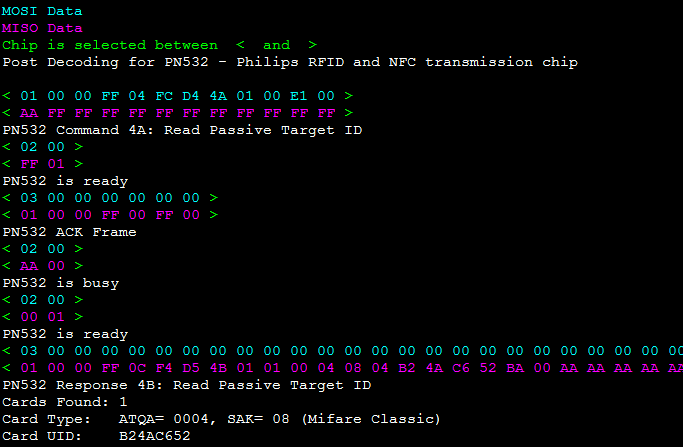 Oszi Waveform Analyzer - PN532 SPI decoder